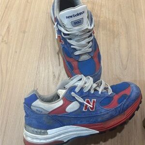 New Balance 992 Blue and Red Athletic Shoes
